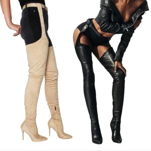 over the knee boots with belt attached